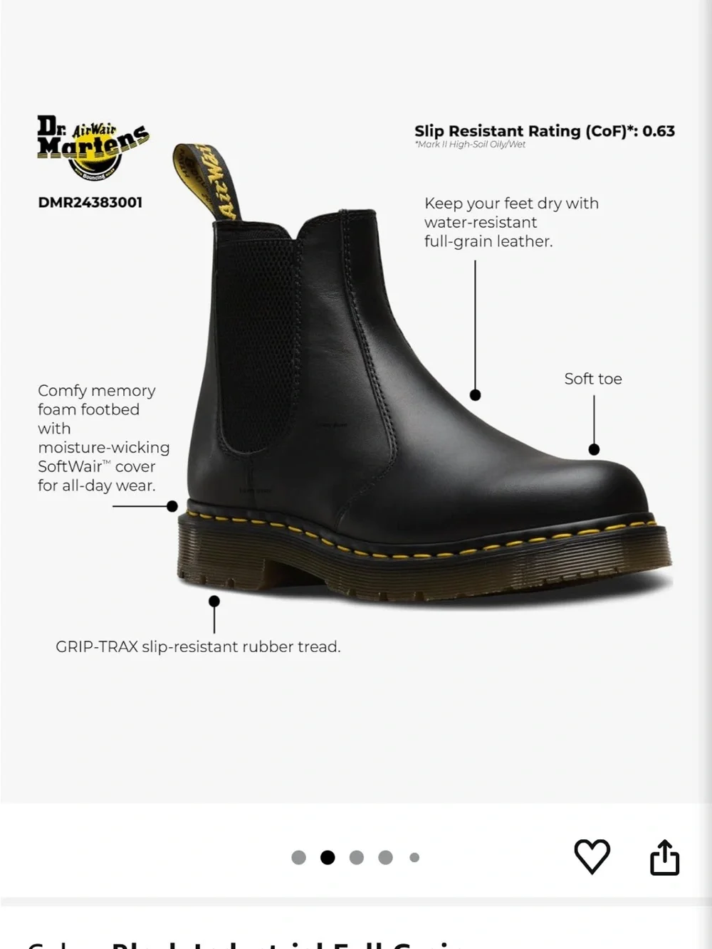 Dr. Martens Anti Slip Chelsea Ankle Boots Unisex Adult 2976 Sr - Picture 7 of 8